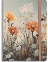 Hobbit - Soft Pocket Agenda - 2024-2025 - 1 week op 2 pagina's - A6 (14 x 10,5 cm) - Veldbloemen Oranje Geel