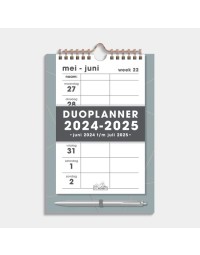 Hobbit - Duoplanner - 2024-2025 - 1 week op 1 pagina - A5+ (14,8 x 21 cm) - Raster grijsgroen