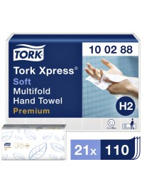 Handdoek tork h2 multifold premium kwaliteit 2 laags wit 100288