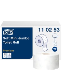 Toiletpapier tork mini jumbo t2 premium 2-laags 170mtr wit 110253