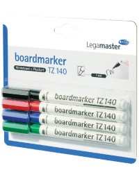 Viltstift legamaster tz 140 whiteboard rond 1mm assorti blister à 4 stuks