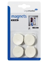 Magneet legamaster 30mm 850gr wit 4stuks