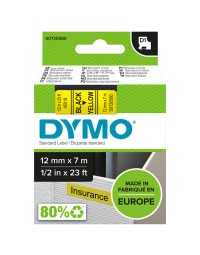 Labeltape dymo 45018 d1 720580 12mmx7m zwart op geel