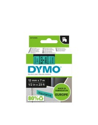 Labeltape dymo 45019 d1 720590 12mmx7m zwart op groen