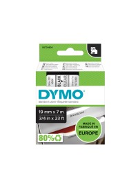 Labeltape dymo labelmanager d1 polyester 19mm zwart op transparant