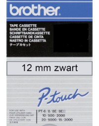 Labeltape brother p-touch tc-101 12mm zwart op transparant