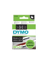Labeltape dymo d1 45811 720910 19mmx7m polyester wit op zwart