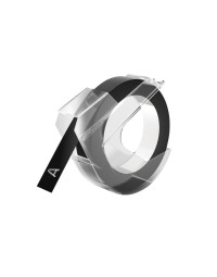 Labeltape dymo glossy prof 9mmx3m wit op zwart
