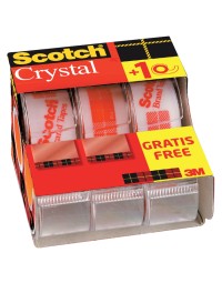 Plakband scotch crystal 600 19mmx7.5m transparant 2+1 gratis + afroller