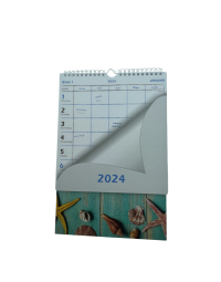 Castelli Gezinsplanner/familiekalender 2024 - week -met ruimte voor 5 personen/activiteiten - 21 x 31.5 cm (ongeveer A4 formaat) - zee blauw