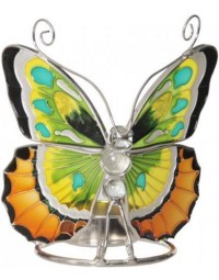 Glazen waxinelicht houder vlinder Tiffany 12 cm