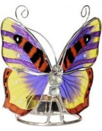 Glazen waxinelicht houder vlinder Tiffany 12 cm