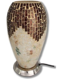 Mozaïek glazen lamp - staand - 220 volt - crème/bruin 27 cm