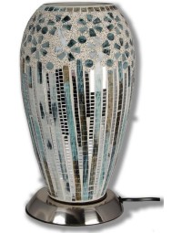 Mozaïek glazen lamp - staand - 220 volt - groen/zilver 27 cm