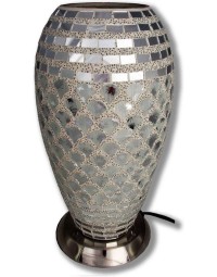 Mozaïek glazen lamp - staand - 220 volt - zilver 27 cm