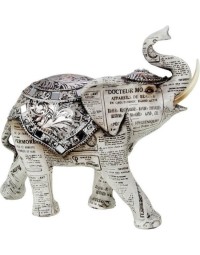 Olifant - oud papier - beeld - 18.5 cm