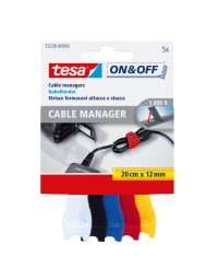 Kabelmanager tesa® on & off 12mmx20cm diverse kleuren 5 stuks 