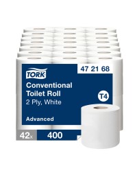 Toiletpapier tork t4 advanced 2-laags 400vel wit 472168 