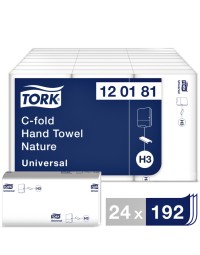 Handdoek tork h3 c-vouw universal 1-laags naturel 120181 