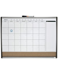 Whiteboard nobo magnetische planner met prikbord van kurk 585x430mm 