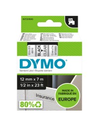 Labeltape dymo labelmanager d1 polyester 12mm zwart op transparant 