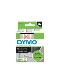 Labeltape dymo d1 45015 720550 12mmx7m polyester rood op wit 