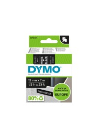 Labeltape dymo d1 45021 720610 12mmx7m polyester wit op zwart 