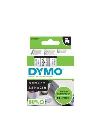 Labeltape dymo d1 40910 720670 9mmx7m polyester zwart op transparant 