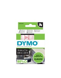 Labeltape dymo d1 40915 720700 9mmx7m polyester rood op wit 
