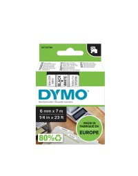 Labeltape dymo d1 43613 720780 6mmx7m polyester zwart op wit 