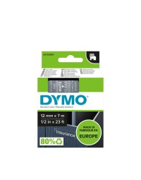 Labeltape dymo d1 45020 720600 12mmx7m polyester wit op transparant 