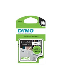 Labeltape dymo d1 16959 718060 12mmx5.5m polyester zwart op wit 